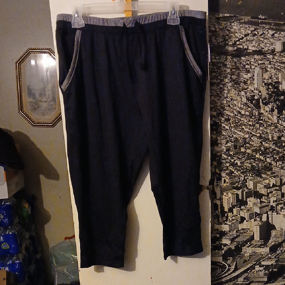 Men's Black Below The Knee  Jogger Pants Medium Black / Gray Stretch Aviva Sport